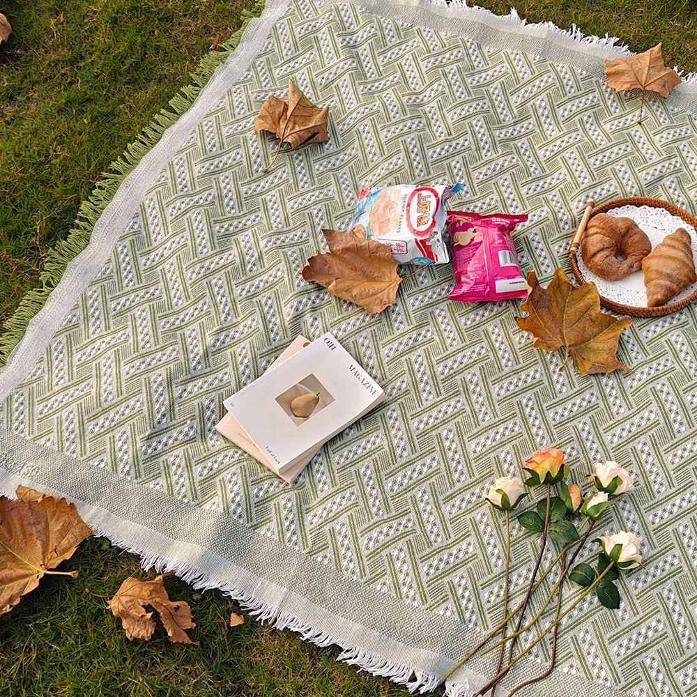 White Outdoor Picnic & Beach Blanket: Moisture-Proof Ground Mat for Camping, Seaside, and Photography