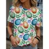 Multicolor floral printed T-shirt, casual street style, high-end top women's clothing, short-sleeve T-shirt for 2025.