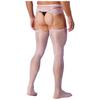 Mens Crotchless Pantyhose Floral Lace Design Open Leggings One Piece Garter Stockings Club Wear