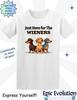 Funny Dachshund T-Shirt: Just Here for the Wieners Graphic Tee
