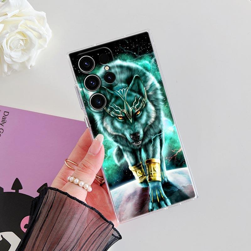 The Tigre Wolf Lion Animal S25Ultra Phone Case For Samsung Galaxy S25 S24 S23 S21 Ultra S20 FE S22 Plus A56 A55 Case Clear Cover