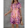 Women's Summer Flower Printed Short Sleeve Round Neck Dress 2025 Fashion New Style Design Sense Elegant Women's Mini Dress
