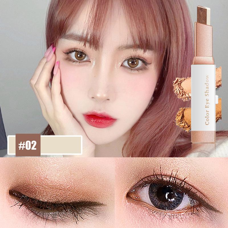 Double Color Glitter Eye Shadow Stick Pencil Eyeshadow Makeup Waterproof Bicolor Shimmer Cosmetics Beauty Makeup Tool