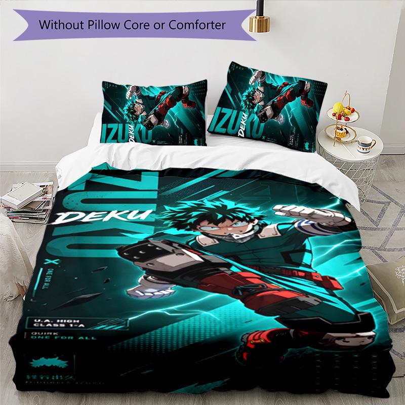 deku 3pcs Bedding Set Duvet Cover Closure Includes 1 Duvet Cover & 2 Pillowcases for All Seasons Bedroom Home Dorm Decor