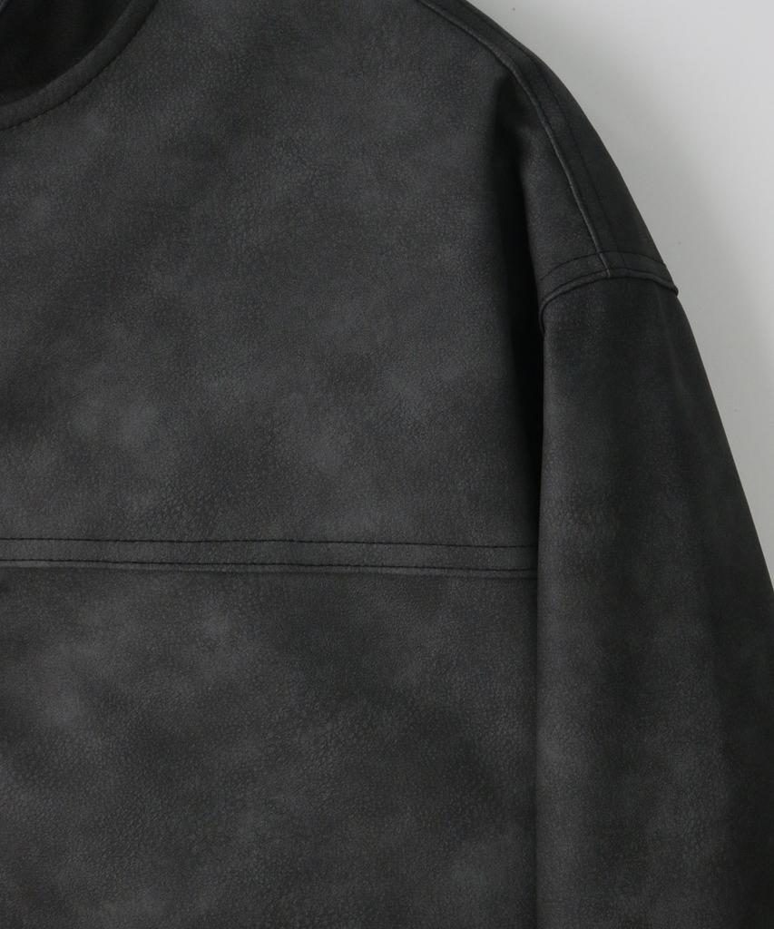 Indust Washed Leather Biker Jacket_Charcoal