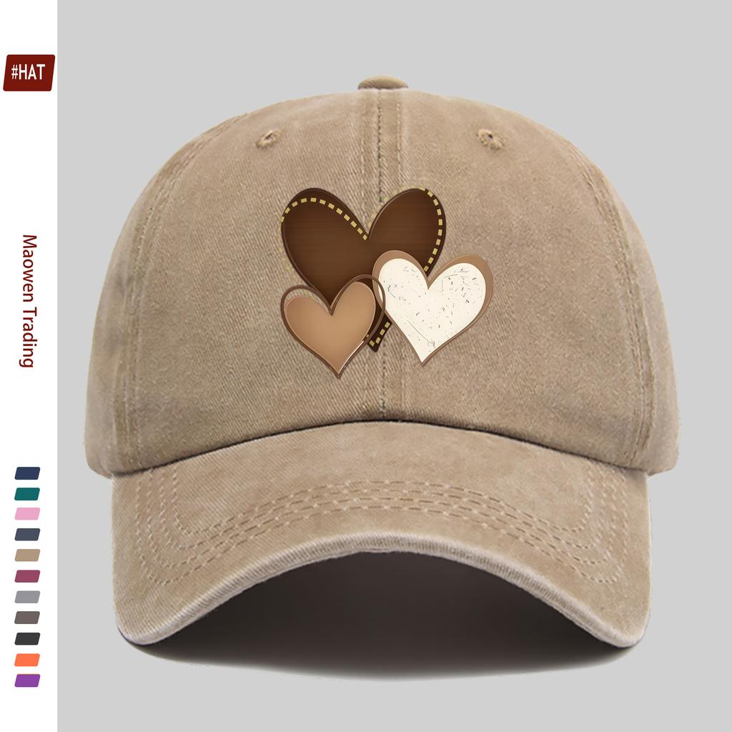 pc Multicolor Heart Print Baseball Cap Fashion Casual Printed Design Golf Hat Home Leisure Decor Hat Comfortable Lightweight