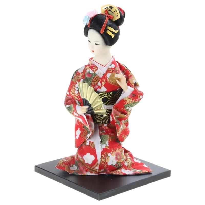 Bambole Geishe Giapponesi Decorative da 12 Pollici Figura Kimono per Decorazione Soggiorno e Ufficio O Regalo Culturale