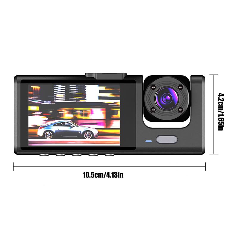 Kawlity 3 Cameras, Dash Camera, Small Dash Camera, 1080P, Full HD Image Quality, 360°