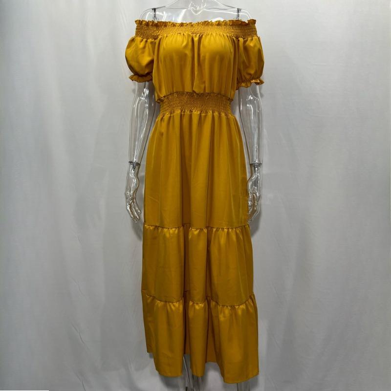 GMXIA Women's Dresses One Shoulder Spring Short Sleeve Long Dresses