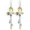 925 Sterling Silver Handmade Unique Dazzling Butterfly Earrings with Aurora Borealis Austrian Crystals  Long Tassels Boho Dangle  Ideal Jewelry Gift