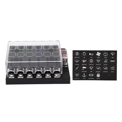 Blade Fuse Box ATC ATO Waterproof Block Panel Board with Negative Bus for Car RV Trailer Truck Van 12‑36VDC 12 Way