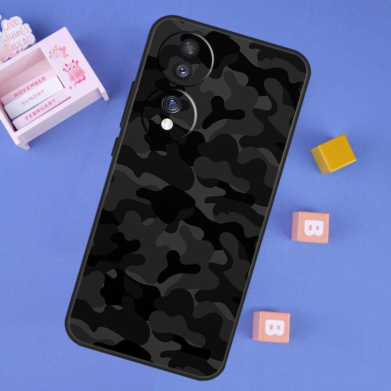 Black Night Camo Camouflage Case For Honor 200 400 Pro 50 70 90 Lite X9a X9b X9c X9d X8b X8c Win Magic 5 6 7 8 Pro Cover