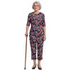 S-3XL Womens Elderly Nursing Floral Print Jumpsuit Short Sleeve Back Zipper Lounging-style Anti-strip Adaptive Rompers for Alzheimer Special Needs