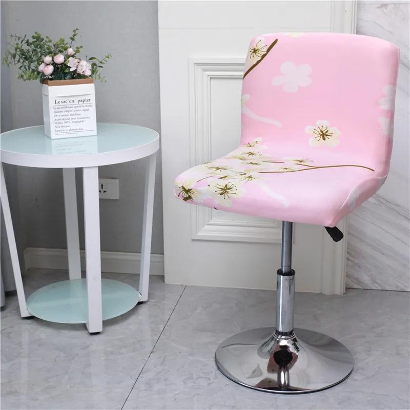 Flower Bar Stool Chair Cover Low Back Chair Slipcovers Spandex Seat Case Elastic Office Chair Cover Dining Seat Protector