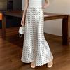 Moda Primavera Verano Elegante Estampado de Lunares Falda Larga Cintura Alta Suelta Ajustada a la Cadera Línea A Faldas de Fiesta Ropa Sencilla Casual para Señoras de Oficina