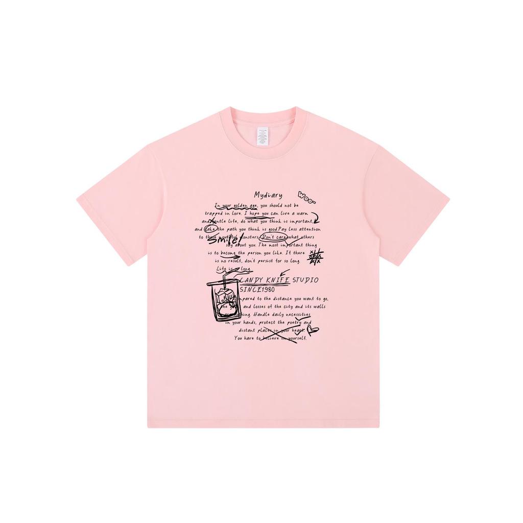American Graffiti Apricot T-Shirt - Unisex Loose Fit Half Sleeve Pure Cotton