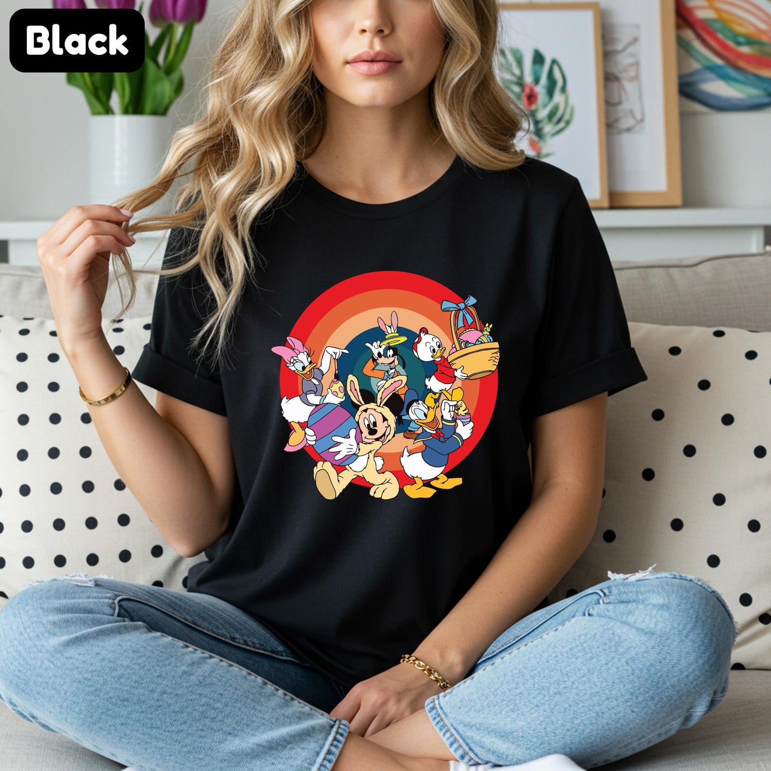 Classic Cartoon T-Shirt | Retro Rainbow Circle Graphic Tee | Vintage 90s Style Unisex Shirt | Cute Kawaii Aesthetic Top 4XL