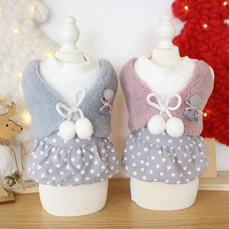 Winter Star Faux Two-Piece Fleece Dress Cat Dog Costume Pet Clothing