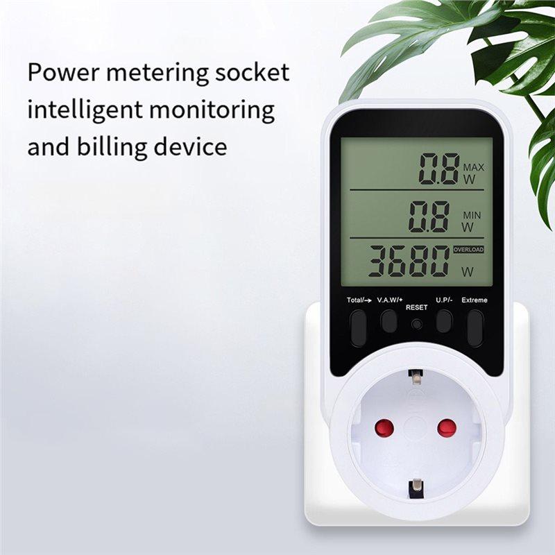 Digital LCD For Voltage Current Monitoring And Power Consumption Analysis Energy Meter Wattmeter No Backlight EU Plug