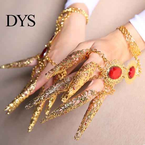 Finger Bracelet Golden 5 Long Nails Ethnic Belly Girls Dance Props Indian Thai Female Bangle Stage Performance Women