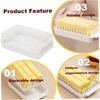 Butter Dish with Lid Covered Enamel Keeper Beech Wood Top Plastic Lid Airtight Storage Container for Cheese Tray Kitchen