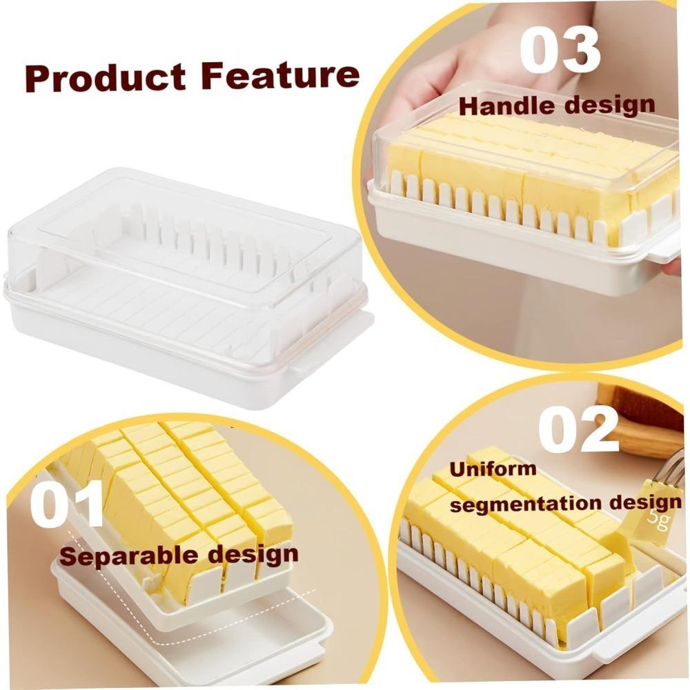 Butter Dish with Lid Covered Enamel Keeper Beech Wood Top Plastic Lid Airtight Storage Container for Cheese Tray Kitchen