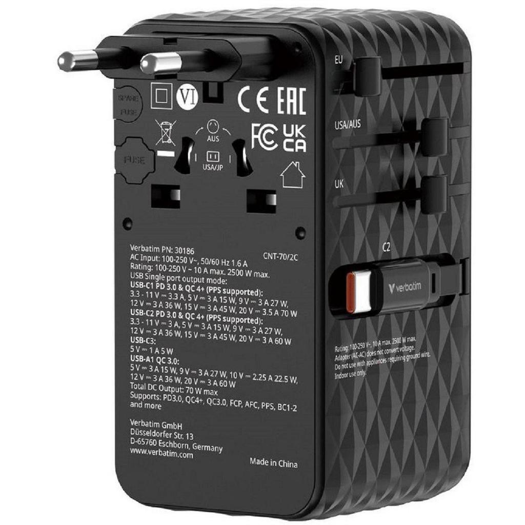Verbatim Charge N Travel Universal Travel Adapter