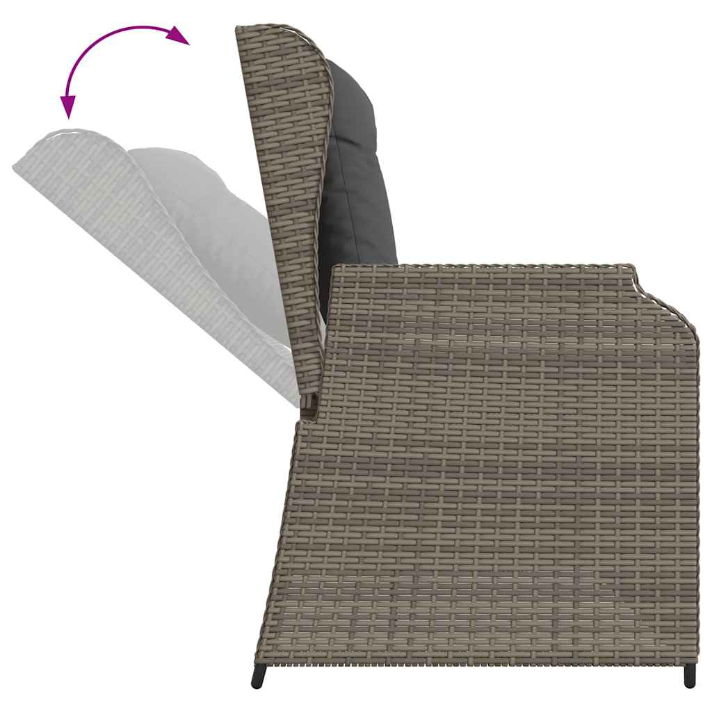 Vidaxl Banco de Jardín Plegable con Cojines, Gris, Ratán Sintético