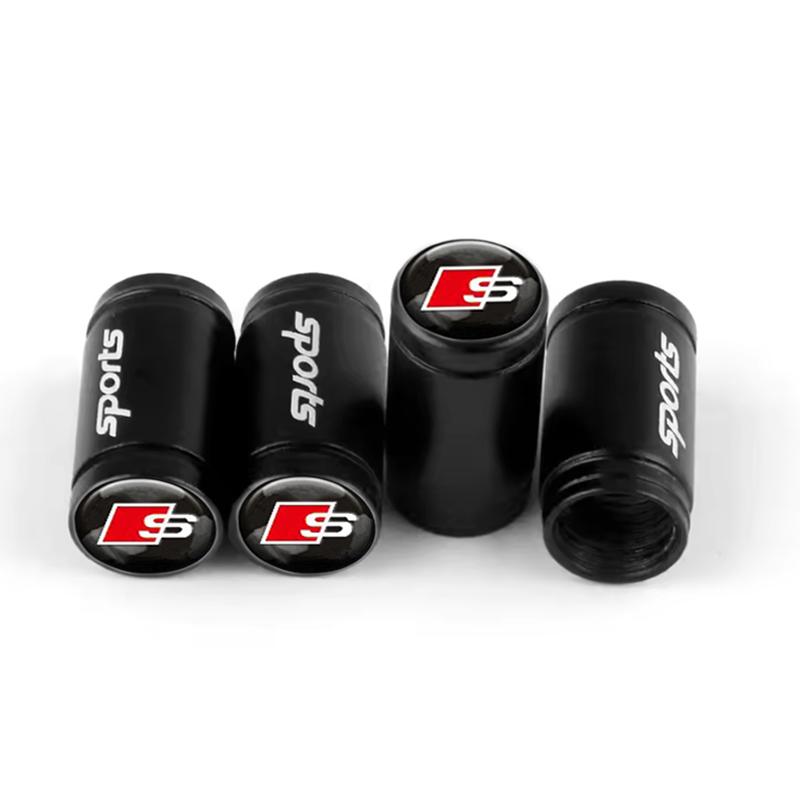 4Pcs S Sports Logo Car Wheel Tire Valve Caps Cover Accessories For Audi A6 C7 A7 Q3 Q5 Q7 S3 RS6 RS7 A1 A2 A3 A4 B8 8P B9 8V A5