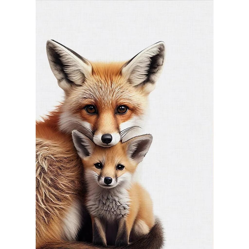 Animal and Their Cute Baby Poster Lion Elephant Koala Bear Owl Fox Canvas Painting Wall Art Pictures for Nursery Baby Room Decor