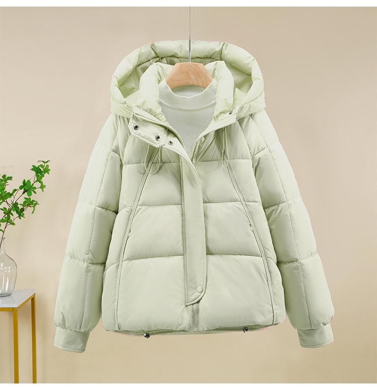 Giacca Invernale da Donna Corta con Cappuccio Antivento Ispessita Calda con Maniche Raglan