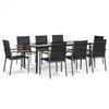VidaXL Garden Dining Set 9 Pcs Black Textilene and Steel 3187048