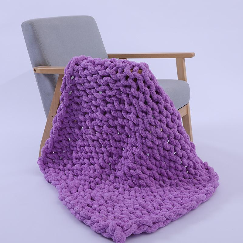 Knit Throw Blanket 20" X 25",Hand Made Large Chenille LoopBYarn Fluffy Throws for Couch Bed, Big Crochet Thick Woven Blanket