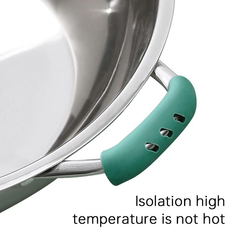 Pot Ear Clips Silicone Pan Handle Cover Heat Insulation Covers Non-slip Steamer Casserole Pan Handle Holder cookware Oven Mitts