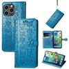 iPhone 16 Flip Leather Case - PU Embossed Cat Dog Design - Compatible with Apple 15