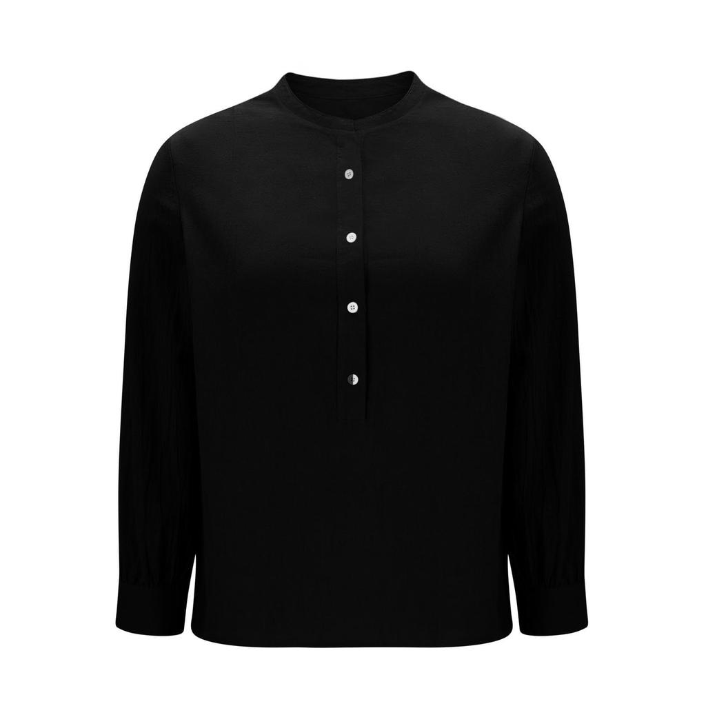 Women Loose Button Up Casual Blouses Long Sleeve Linen Tops