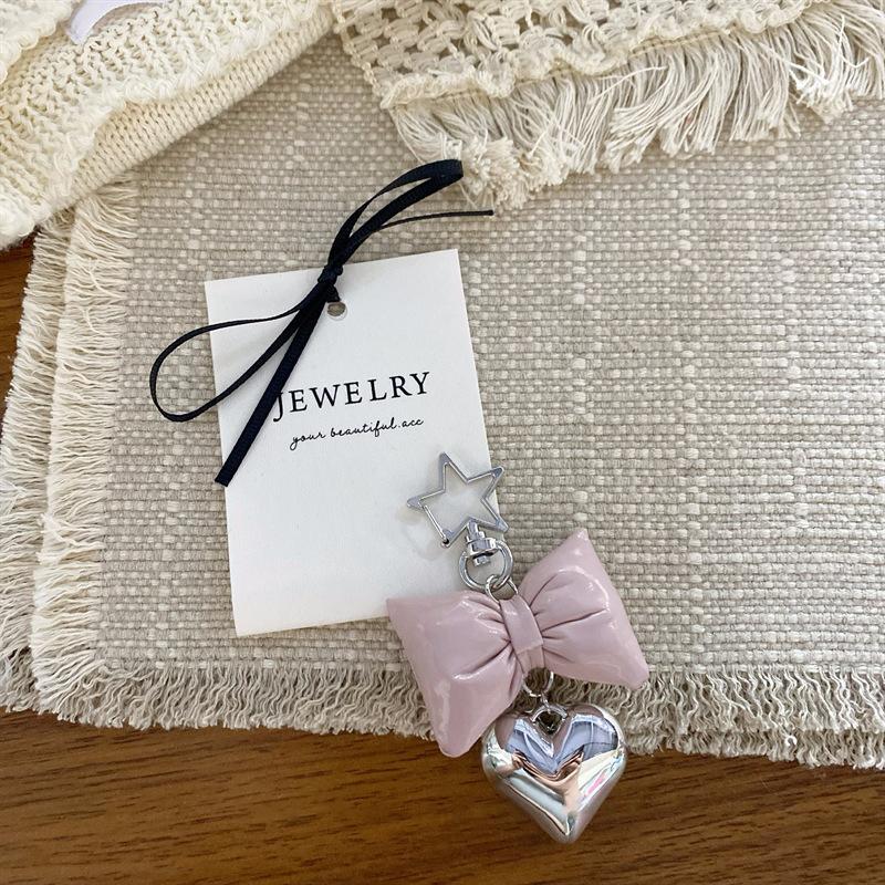 Stylish Versatile Heart Bow Phone Lanyard Wrist Strap Diy Handmade Bowknot Keychains Backpack Decoration Accessories Gifts
