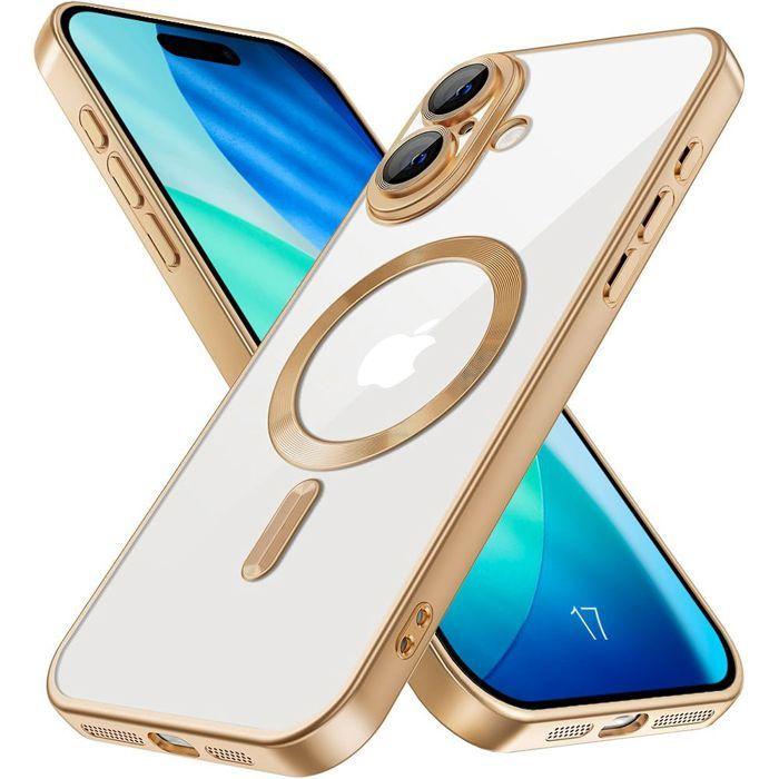 Coque de Protection - BOOLING - iPhone 17 - TPU Transparent - Cercle Magnétique - Bordure Dorée