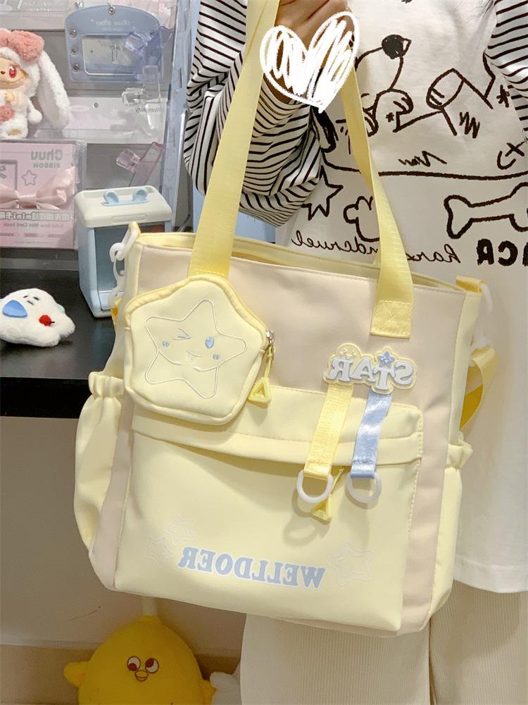 School Bag Japanese Ins Cute Student Portable Tutoring Bag High Value Large Capacity Casual Shoulder Bag Versatile Sweet Backpack