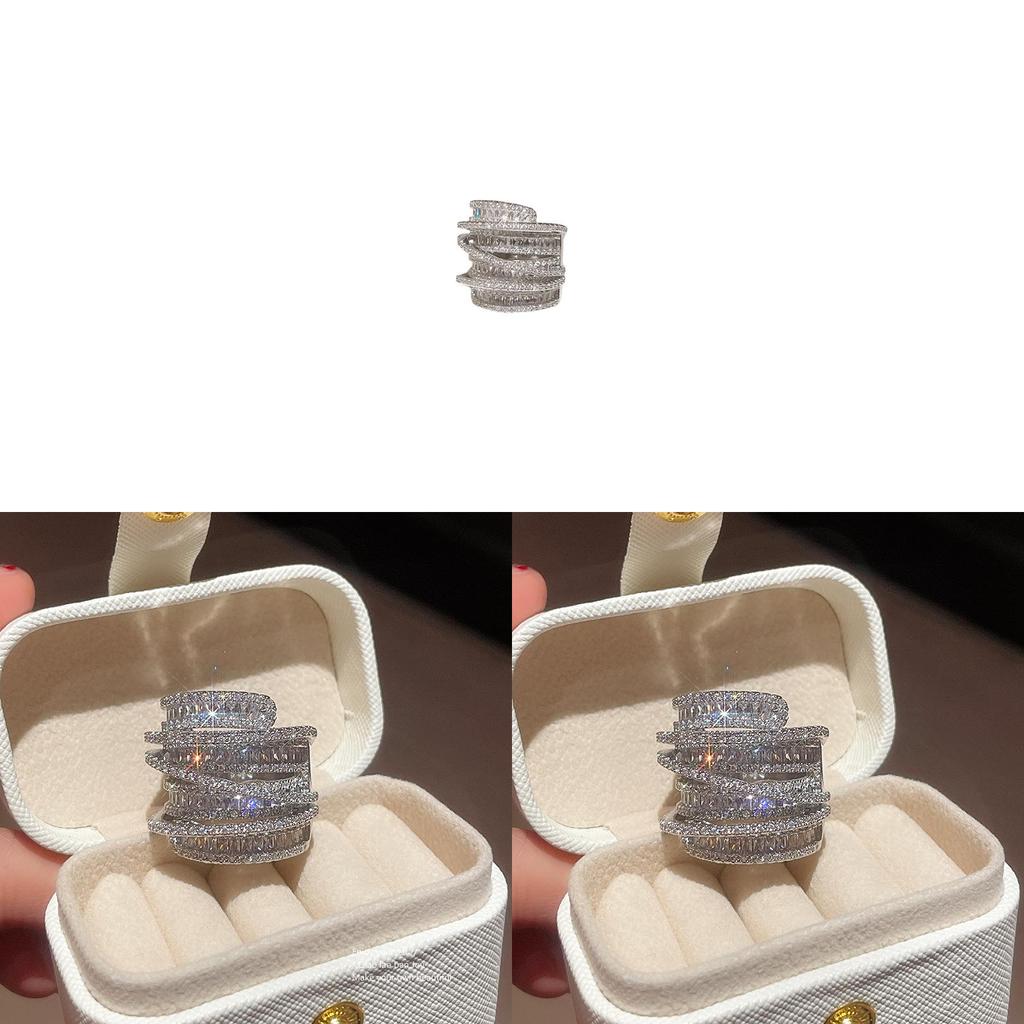 Geometric Zircon Wrap Ring For Women With Silver Finish In Fashion Casual Style