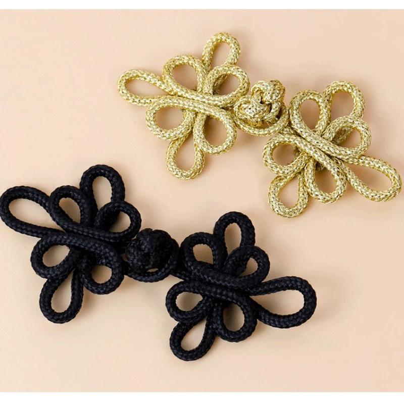 6 Pcs Gold Wire Chinese Cheongsam Button Dragonfly Knot Fastener Closures.