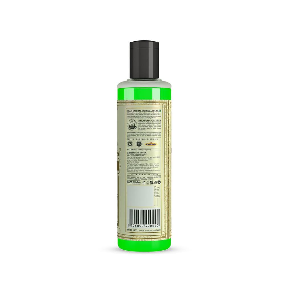 KHADI NATURAL Ayurvedic Neem Face Wash For Acne Prone Skin Paraben SLS Free Gentle Daily Cleanser 210 Ml