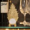 Soft Light Shadow Decor Faux Crystal Ball with Gold Leaf Stand Metal Statue