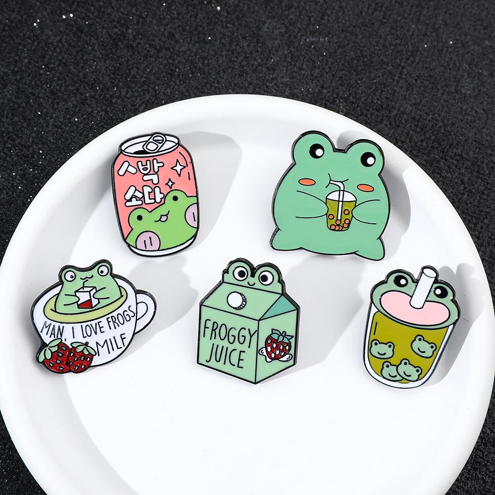 Funny Frog Brooch Charms for Accessories Men Lapel Pins Women Badge Boy Girl Bag Decorations Buckle Accessories Gifts