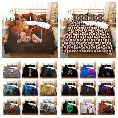Capa de edredom de caveira 3D para adolescentes, roupa de cama, colcha com fronha, decoração de quarto