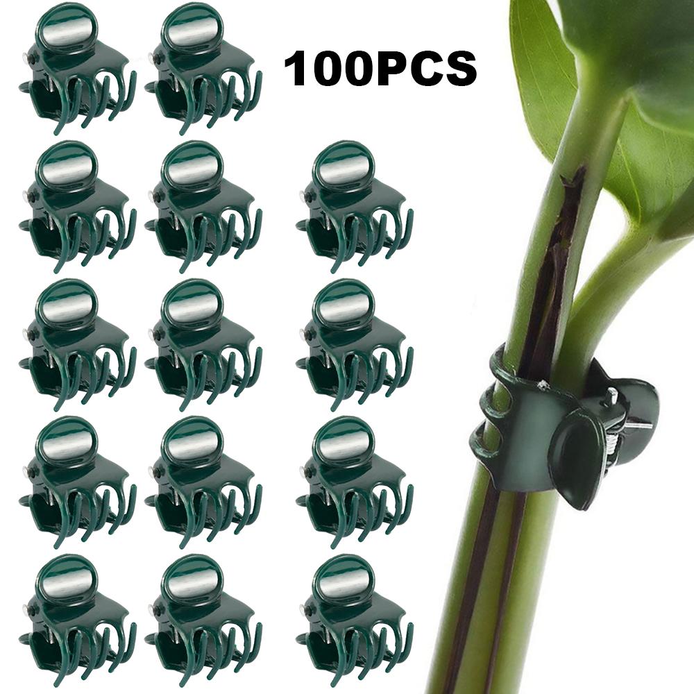 100pcs Garden Plant Clips Plastic Support Orchid Stem Clip for Vine Vegetables Flower Tied Bundle Branch Clamping Garden Tool