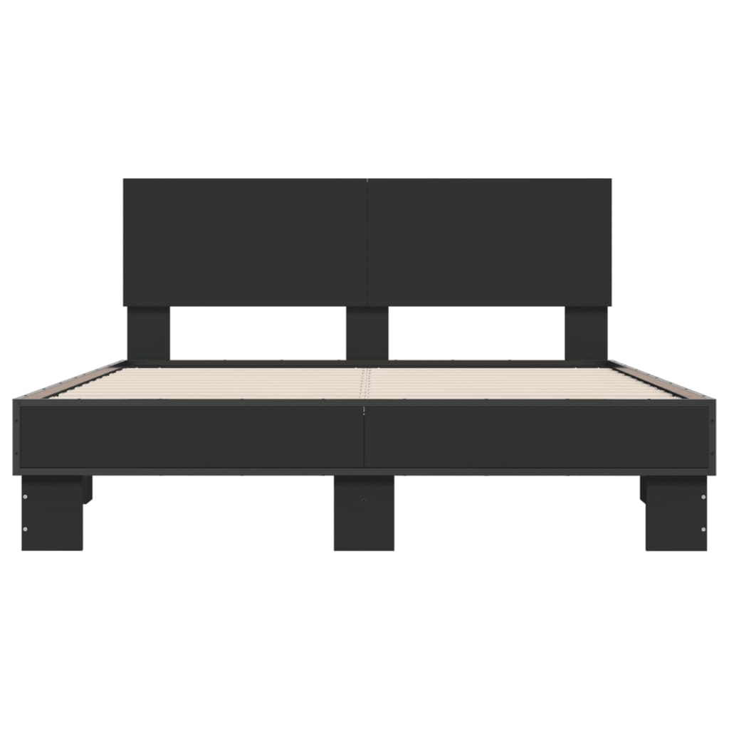 Bed Frame Black 140 x 190 cm Particleboard and Metal