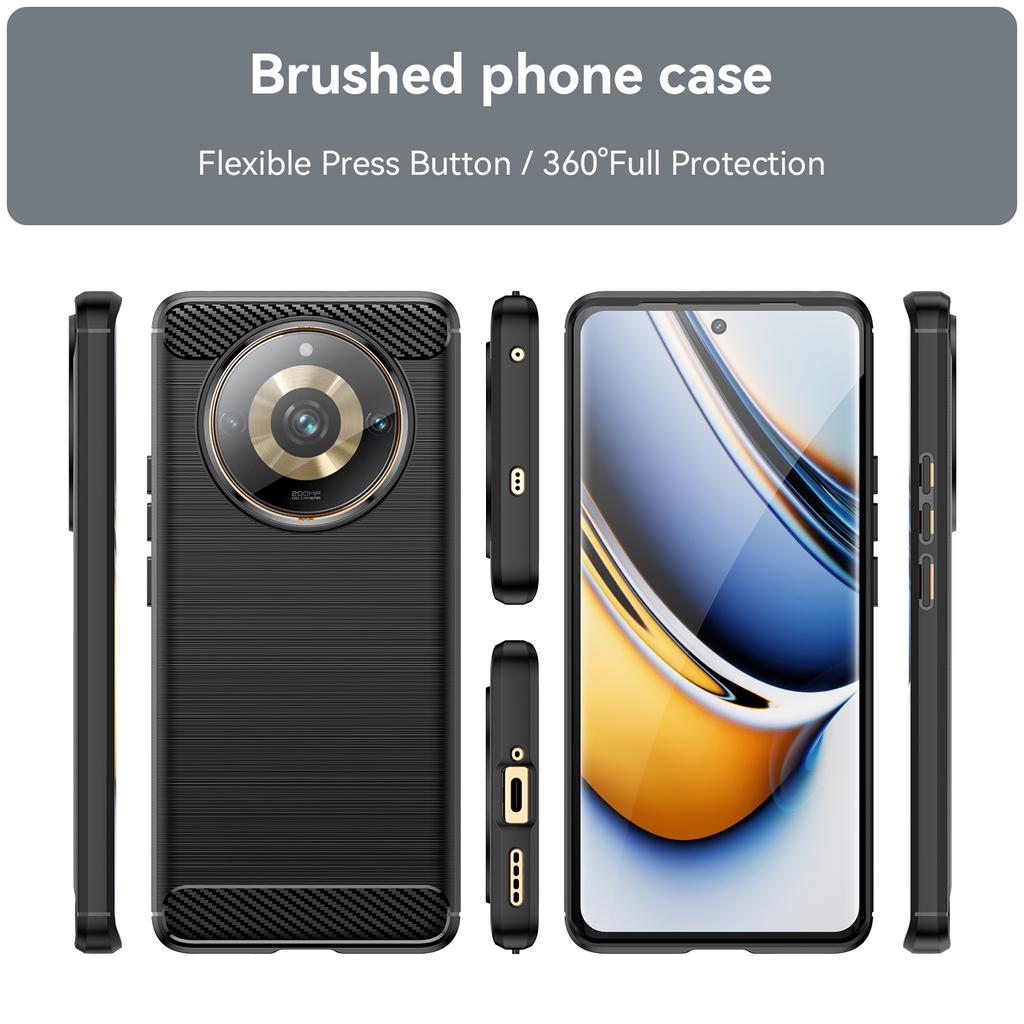 For Realme 11 Pro+ 5G/11 Pro 5G Brushed Soft TPU Phone Case Carbon Fiber Texture Back Cover