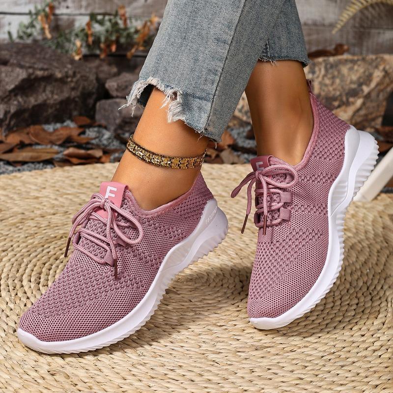 Shoes Women's New Sports Shoes Lace-up Fashionable and Versatile Daily Casual Women's Shoes Mesh Breathable Large Size Women's Shoes