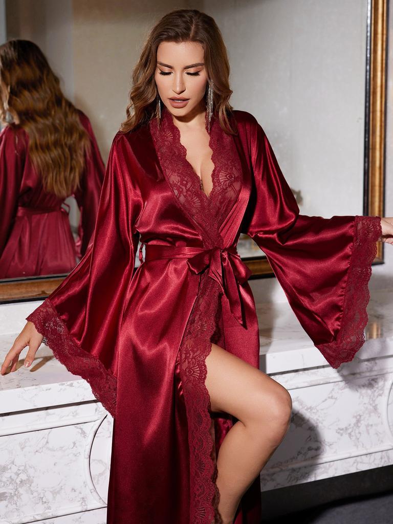 European and American New Light Luxury Long-sleeved Nightgown Bathrobe Comfortable Loungewear Sex Suit